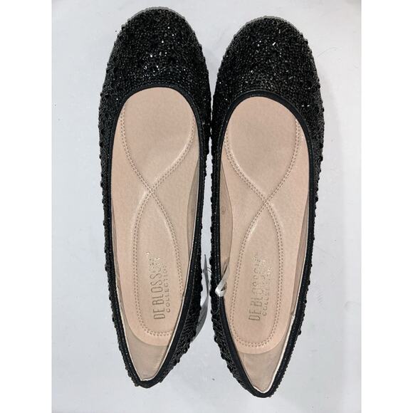 De Blossom Black Baba-102 Ballet Dressy Embellished Flats Size US 8.5 NWT - Picture 2 of 7